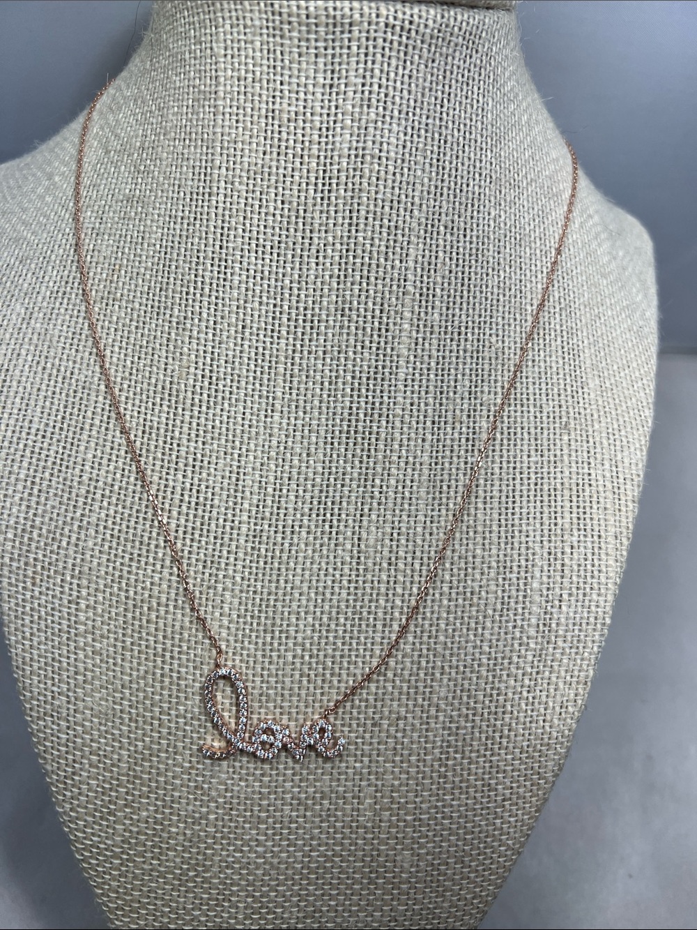 Love Script Pendant Necklace in Rose Gold,925 SS